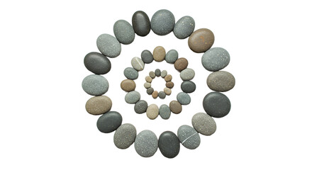 Concentric Circle of Polished Pebble Stones with Abstract Background