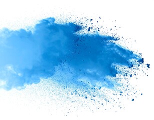 Powdery blue explosion on white