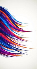 Abstract colorful flowing wave lines on white background. Dynamic futuristic digital stream pattern. Modern data transfer connection concept.