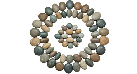 Smooth River Pebbles Arranged in a Harmonious Spiral Pattern