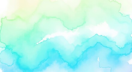 Obraz premium Soft gradient watercolor wash background with pastel green blue and yellow hues texture abstract
