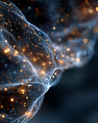 Digital Stream: A vibrant, ethereal swirl of glowing lights, representing data streams and intricate digital connections, creating a visually stunning composition of technology.