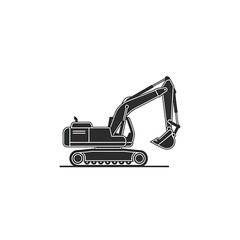 A simple, outlined illustration of a powerful excavator, showcasing its robust design and construction.