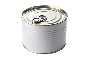 Blank White Tin Can with Pull Tab cutout PNG isolated on a transparent background