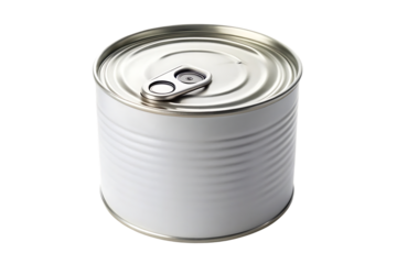 Blank White Tin Can with Pull Tab cutout PNG isolated on a transparent background