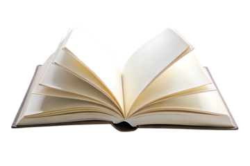 Open Blank Book with Yellowed Pages cutout PNG isolated on a transparent background