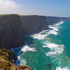Dramatic coastal cliffs meet a turquoise sea