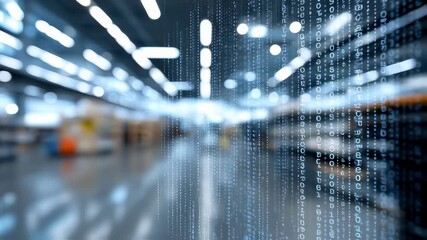 Medium shot of a digital ledger on a transparent screen with focused blockchain data blurred office background highlighting secure supply chain management. - Powered by Adobe