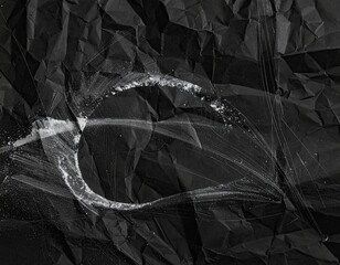 Ethereal Glowing Abstract Shape on Dark Crumpled Paper Texture.