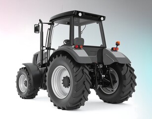 Obraz premium Black tractor rear view, isolated on white