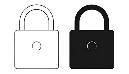 Two simple padlock icons, one black and one white outline