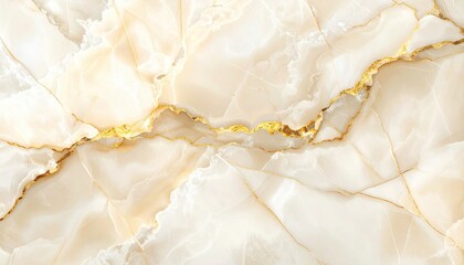 Luxurious Cream Marble Texture with Striking Golden Veins and Natural Patterns.