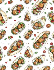 Falafel wraps, seamless pattern
