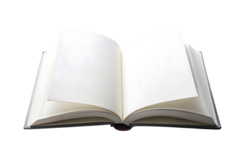 Open Blank Book with White Pages cutout PNG isolated on a transparent background