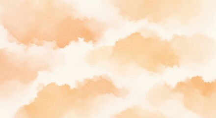 Obraz premium Soft orange and cream watercolor clouds abstract background image