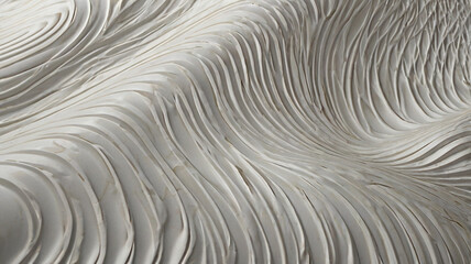 A close-up of a white surface decorated with a repeating wavy pattern. The design consists of soft,...