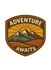 Vintage Adventure Awaits Travel Badge