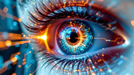 Ai credit scoring digital eye technology concept with futuristic circuit pattern vibrant colors and innovative data interface glowing with blue - Powered by Adobe