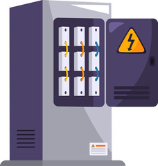 Circuit Breaker Panel Illustration, ideal for use in projects related to home electrical systems, professional electrician services, construction, safety, and power distribution
