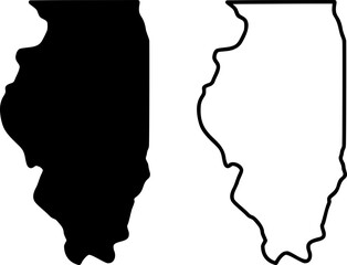Naklejka premium Illinois state border map outline and silhouette shape vector graphic isolated image.
