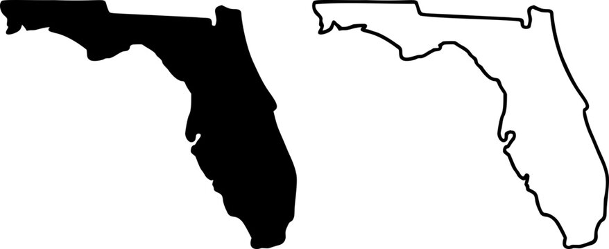 Florida state border map outline and silhouette shape vector graphic isolated image	