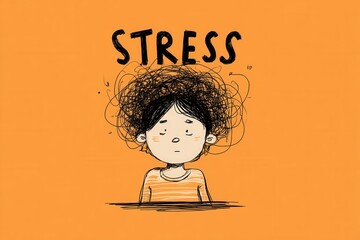 Illustration of Stress with Child and Thoughtful Expression