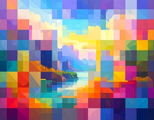 Colorful pixelated landscape (1)