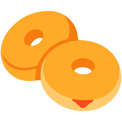 Pair of delicious donuts illustration, perfect for dessert menu, bakery design, breakfast treat, and sweet snack concept design.
