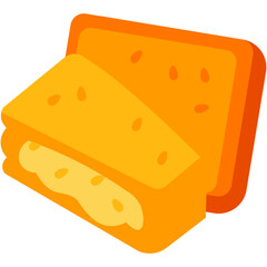 Hot melted cheese sandwich illustration, perfect for breakfast menu, snack design, fast food, and comfort food concept.
