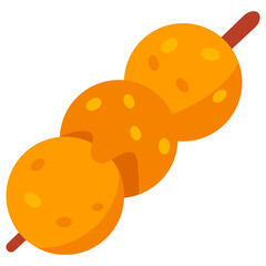 Fried skewered snacks illustration, crispy and golden, perfect for street food, party snack, and fast food concept designs.
