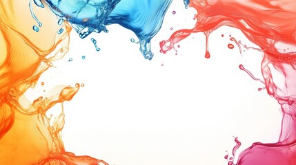 78.A bright and colorful fluid frame surrounds a blank white space in this abstract water-themed background. The liquid-like movement of the colors creates an energetic vibe while leaving the center
