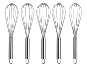 Firefly_Set of Stainless steel balloon whisk in studio lighting, silver finish on pure on tra