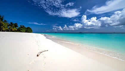 Pristine beach scene under a vibrant sky