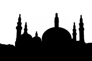 islamic mosque silhouette on white background