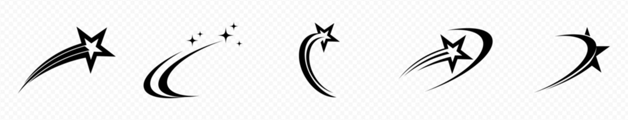 shooting star icon set. vector illustration on transparent background. ©  PixelPulse