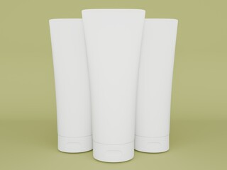 Minimalist Skincare Packaging Tubes on Soft Background