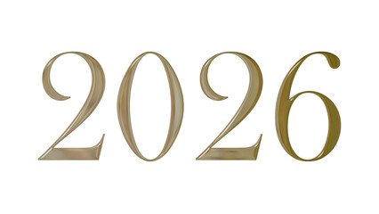 “2026” in 3D polished gold numbers with luxurious shine – elegant New Year design for celebrations, invitations and premium branding