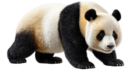 Majestic Panda Portrait: Captivating shot of a giant panda, showcasing its iconic black and white fur and charming demeanor. Capturing the essence of this beloved animal in its natural form. 