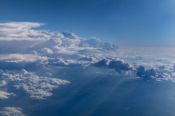 Aerial view of California Mountains,  view from  airplane window.