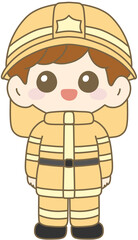 꼬마소방관_노란소방복_남자아이정면일러스트