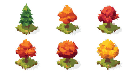 Geometric trees foliage colors green orange