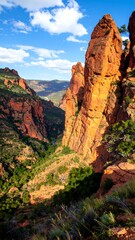 Canyon vista, sunlight on red rock