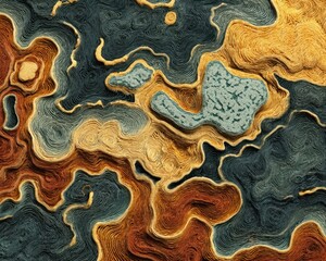 Abstract lichen patterns in flowing contour style