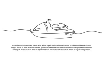 One line of motorboat. Abstract minimal continuous line.