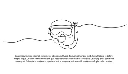 One line of diver glasses. Abstract minimal continuous line.