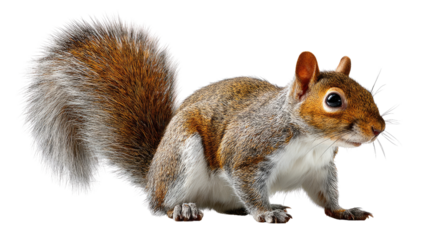 Squirrel in Action: A detailed photo captures the essence of a squirrel in mid-movement, with sharp focus and dynamic composition.  It showcases the furry friend's inquisitive gaze.