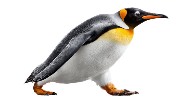 Elegant King Penguin on the Move: An elegant king penguin strides gracefully, showcasing its distinctive coloration. A testament to the wonders of the animal kingdom