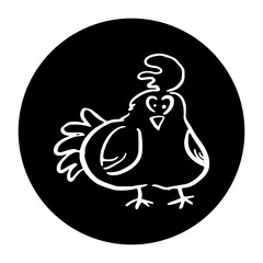 black and white illustration of a chicken