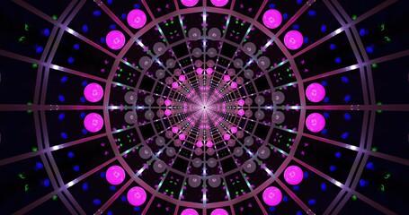 Colorful abstract design with circular patterns and lights