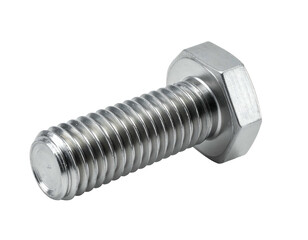 Close-up of a metallic bolt with a hexagonal head